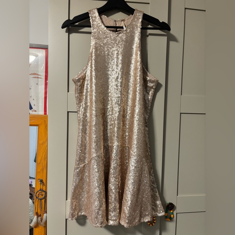 Free People Champagne Sequin Dress- Small